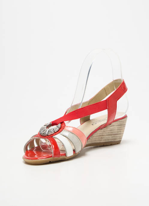 Sandales/nu pieds matière lisse talon de 4 à 6cm rouge GEO-REINO femme