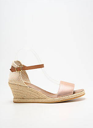 Espadrilles tissage satiné talon de 7 à 9cm rose LA VAGUE femme