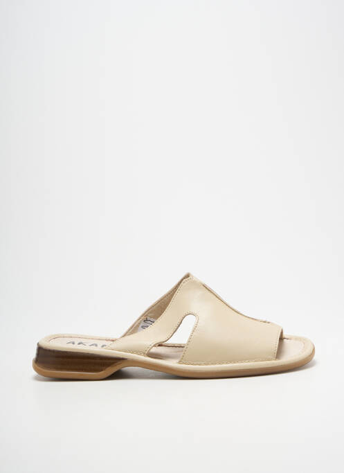 Mules/sabots bout ouvert talon plat jusqu'à 3cm beige AKANE femme