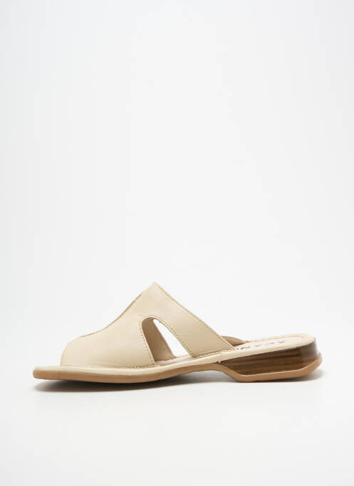 Mules/sabots bout ouvert talon plat jusqu'à 3cm beige AKANE femme