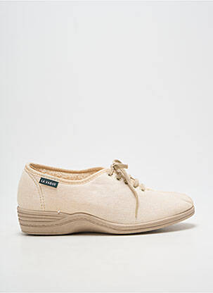 Chaussons/pantoufles fermeture lacets talon plat jusqu'à 3cm beige LA VAGUE femme