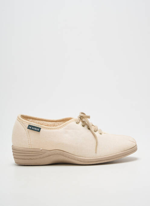 Chaussons/pantoufles fermeture lacets talon plat jusqu'à 3cm beige LA VAGUE femme