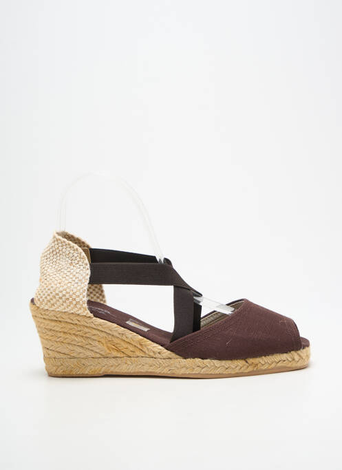 Espadrilles bout ouvert talon de 7 à 9cm marron BAYONA femme