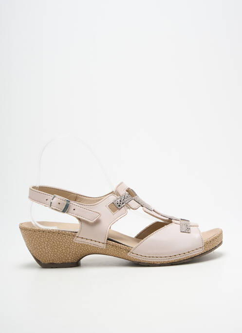 Sandales/nu pieds tissage satiné talon de 4 à 6cm beige BOISSY femme