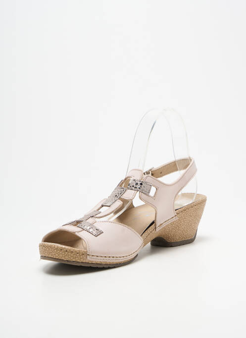 Sandales/nu pieds tissage satiné talon de 4 à 6cm beige BOISSY femme