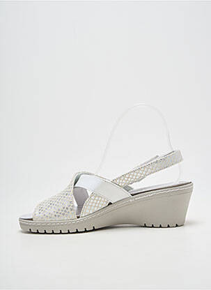 Sandales/nu pieds tissage satiné talon de 4 à 6cm argent BOISSY femme