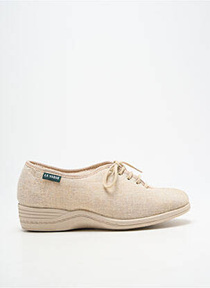 Chaussons/pantoufles fermeture lacets talon plat jusqu'à 3cm beige LA VAGUE femme