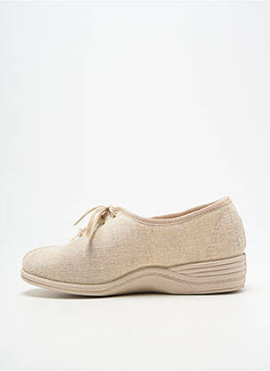 Chaussons/pantoufles fermeture lacets talon plat jusqu'à 3cm beige LA VAGUE femme