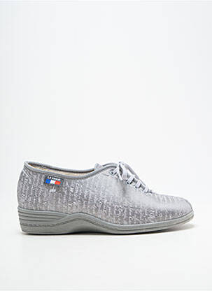 Chaussons/pantoufles tissage satiné talon plat jusqu'à 3cm gris LA VAGUE femme