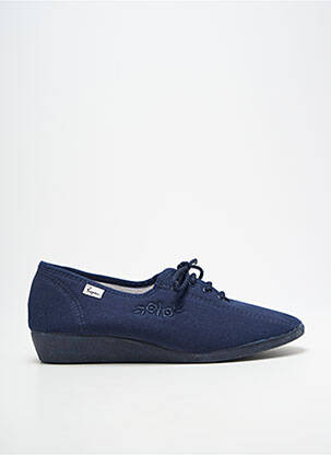 Chaussons/pantoufles fermeture lacets talon plat jusqu'à 3cm bleu BAYONA femme
