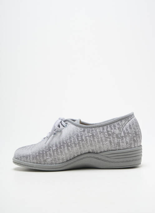Chaussons/pantoufles tissage satiné talon plat jusqu'à 3cm gris LA VAGUE femme