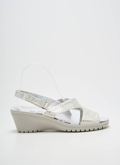 Sandales/nu pieds tissage satiné talon de 4 à 6cm argent BOISSY femme