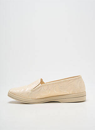Chaussons/pantoufles tissage satiné talon plat jusqu'à 3cm beige WAPITI femme