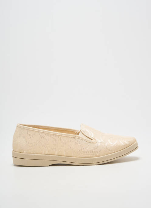 Chaussons/pantoufles tissage satiné talon plat jusqu'à 3cm beige WAPITI femme