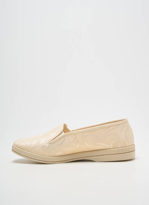 Chaussons/pantoufles tissage satiné talon plat jusqu'à 3cm beige WAPITI femme