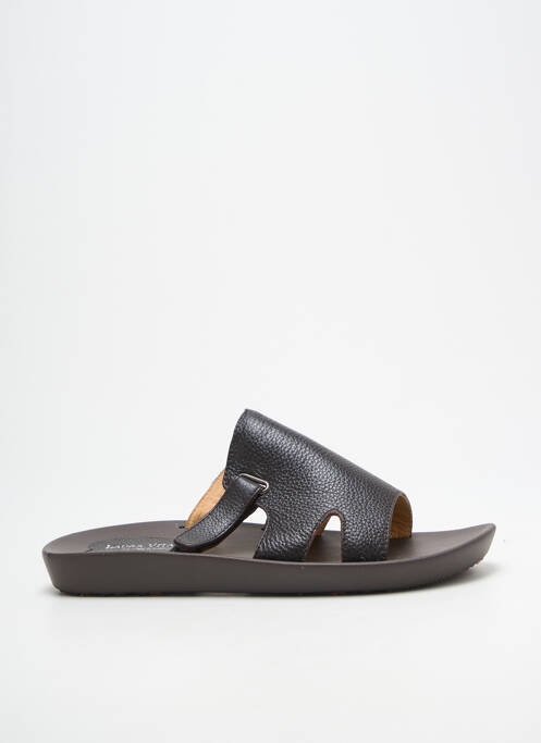 Mules/sabots tissage satiné talon plat jusqu'à 3cm marron LAURA VITA femme