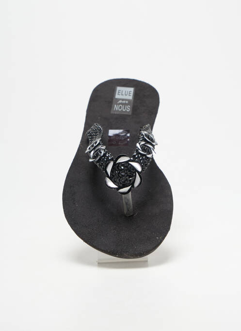 Tongs bout ouvert talon plat jusqu'à 3cm noir ELUE PAR NOUS femme