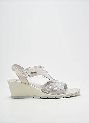 Sandales/nu pieds tissage satiné talon de 4 à 6cm gris ENVAL SOFT femme