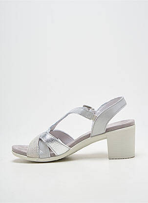 Sandales/nu pieds tissage satiné talon de 7 à 9cm argent ENVAL SOFT femme