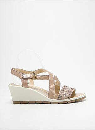 Sandales/nu pieds tissage satiné talon de 7 à 9cm beige ENVAL SOFT femme