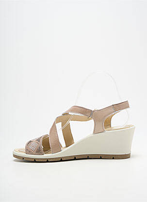 Sandales/nu pieds tissage satiné talon de 7 à 9cm beige ENVAL SOFT femme