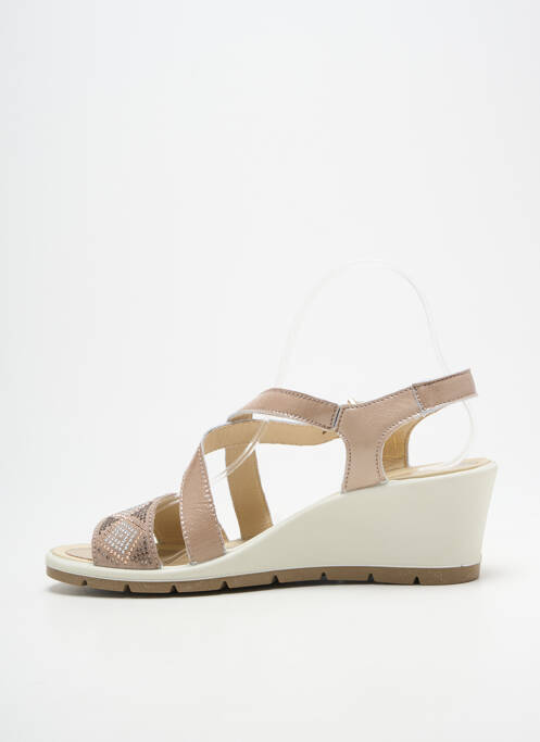 Sandales/nu pieds tissage satiné talon de 7 à 9cm beige ENVAL SOFT femme