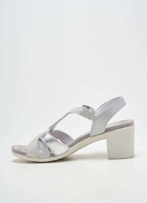 Sandales/nu pieds tissage satiné talon de 7 à 9cm argent ENVAL SOFT femme