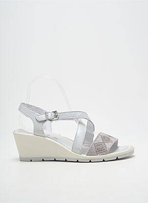 Sandales/nu pieds tissage satiné talon de 4 à 6cm gris ENVAL SOFT femme