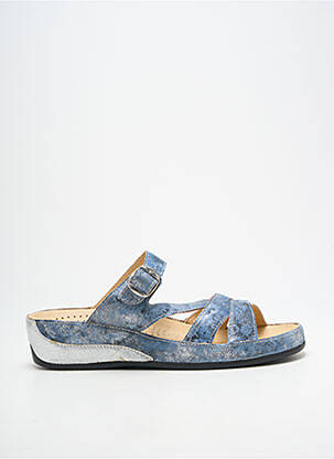 Mules/sabots tissage satiné talon de 4 à 6cm bleu PEDI GIRL femme