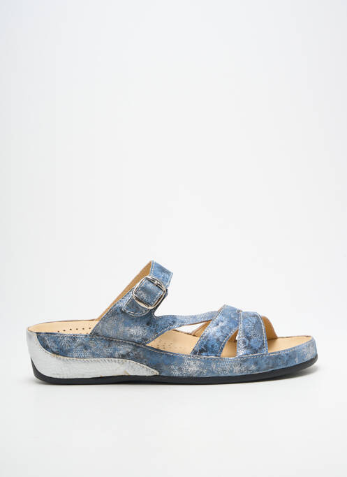 Mules/sabots tissage satiné talon de 4 à 6cm bleu PEDI GIRL femme