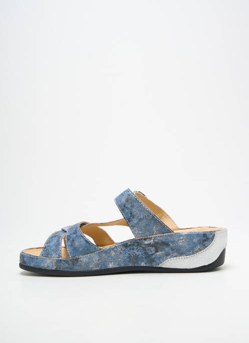 Mules/sabots tissage satiné talon de 4 à 6cm bleu PEDI GIRL femme