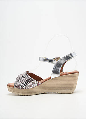 Sandales/nu pieds tissage satiné talon de 4 à 6cm argent SPK femme