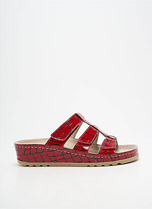 Mules/sabots matière lisse talon de 4 à 6cm rouge ROHDE femme