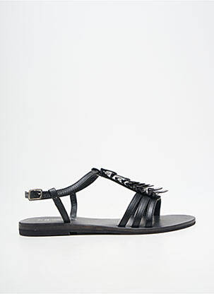 Sandales/nu pieds chiquet talon plat jusqu'à 3cm noir ELUE PAR NOUS femme