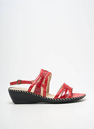 Sandales/nu pieds matière lisse talon de 4 à 6cm rouge GEO-REINO femme