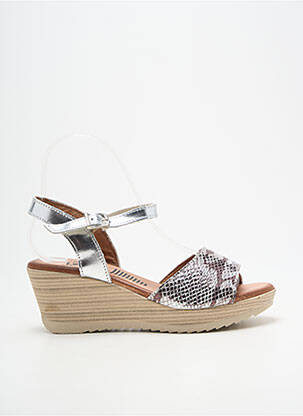 Sandales/nu pieds tissage satiné talon de 4 à 6cm argent SPK femme