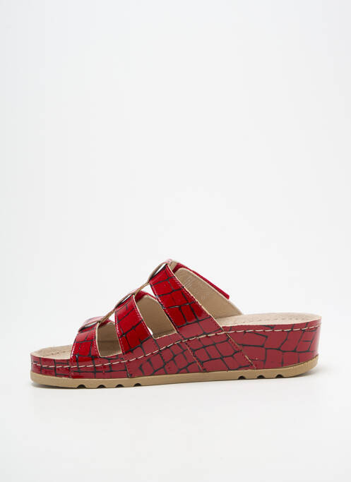 Mules/sabots matière lisse talon de 4 à 6cm rouge ROHDE femme