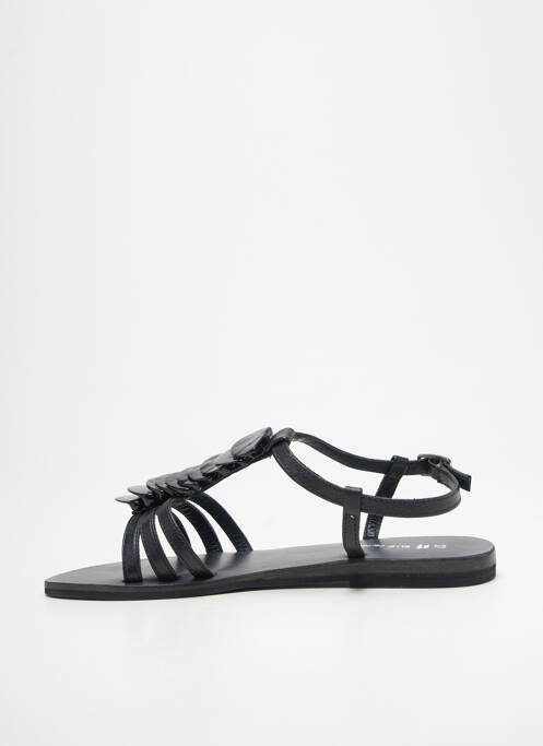 Sandales/nu pieds chiquet talon plat jusqu'à 3cm noir ELUE PAR NOUS femme