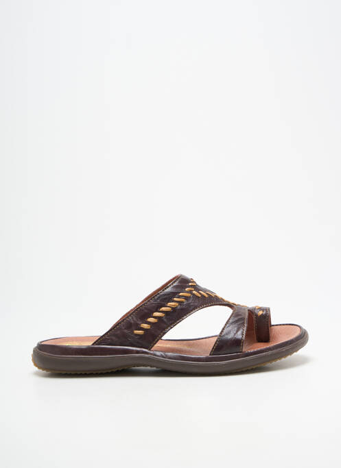 Tongs bout ouvert talon plat jusqu'à 3cm marron FLEXOLINE femme