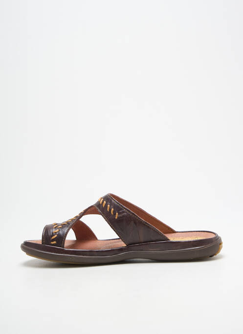 Tongs bout ouvert talon plat jusqu'à 3cm marron FLEXOLINE femme