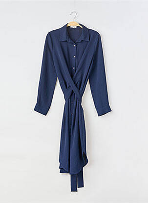 Robe mi-longue manches longues manches longues bleu KILKY femme