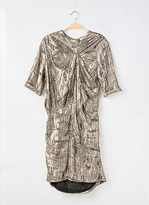 Robe mi-longue imprimé fantaisie manches courtes or ISABEL MARANT femme