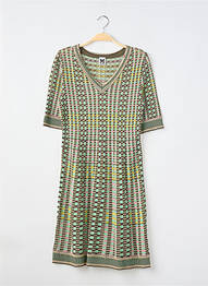Robe mi-longue manches courtes manches courtes vert MISSONI femme