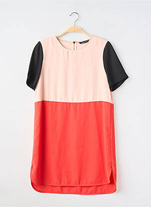 Robe courte fermeture zippée au dos manches courtes rose ZARA femme