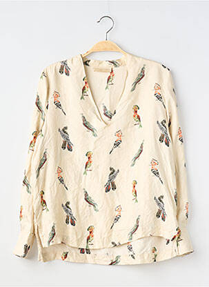 Blouse imprimé fantaisie manches longues beige MOMONI femme