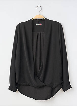 Top col v manches longues noir MADE IN ITALY femme