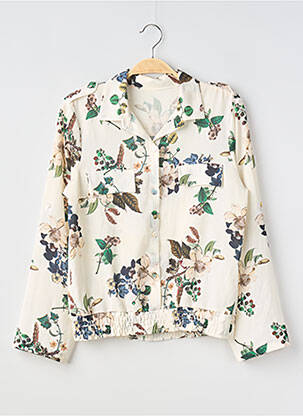 Chemisier tissage crêpe manches longues beige SANS MARQUE femme