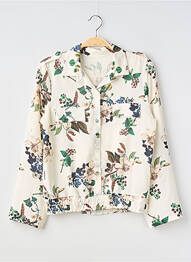Chemisier imprimé fantaisie manches longues beige SANS MARQUE femme