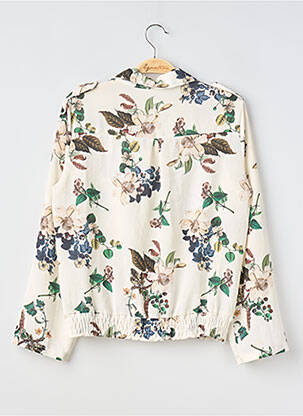 Chemisier tissage crêpe manches longues beige SANS MARQUE femme