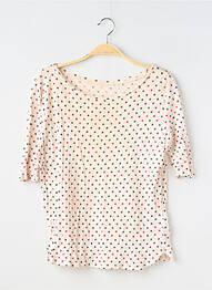 T-shirt coupe cintrée manches courtes beige BELLEROSE femme